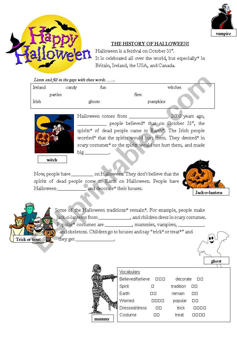 The History of Halloween - ESL worksheet by kalala