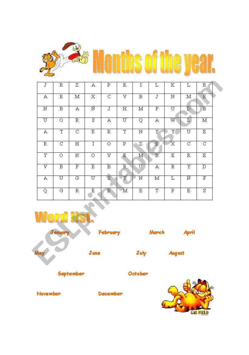 Months worksheet