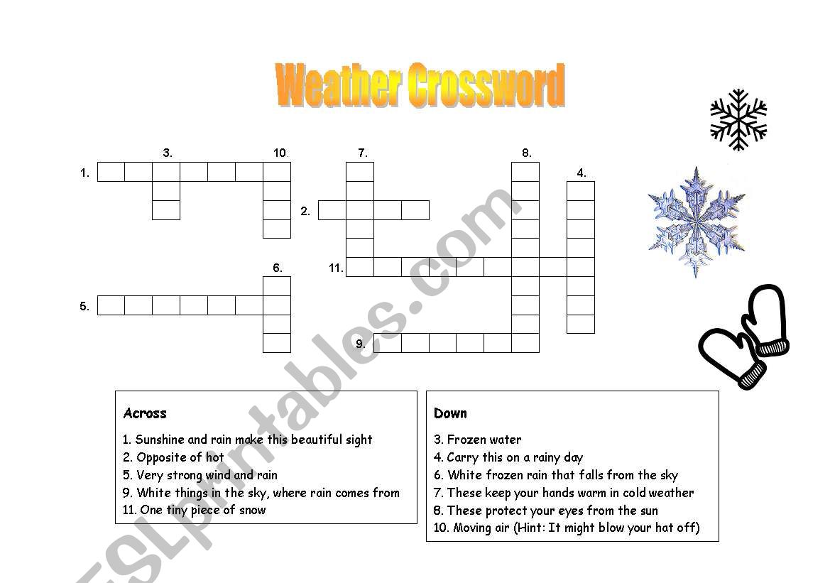 Fun Weather Crossword worksheet