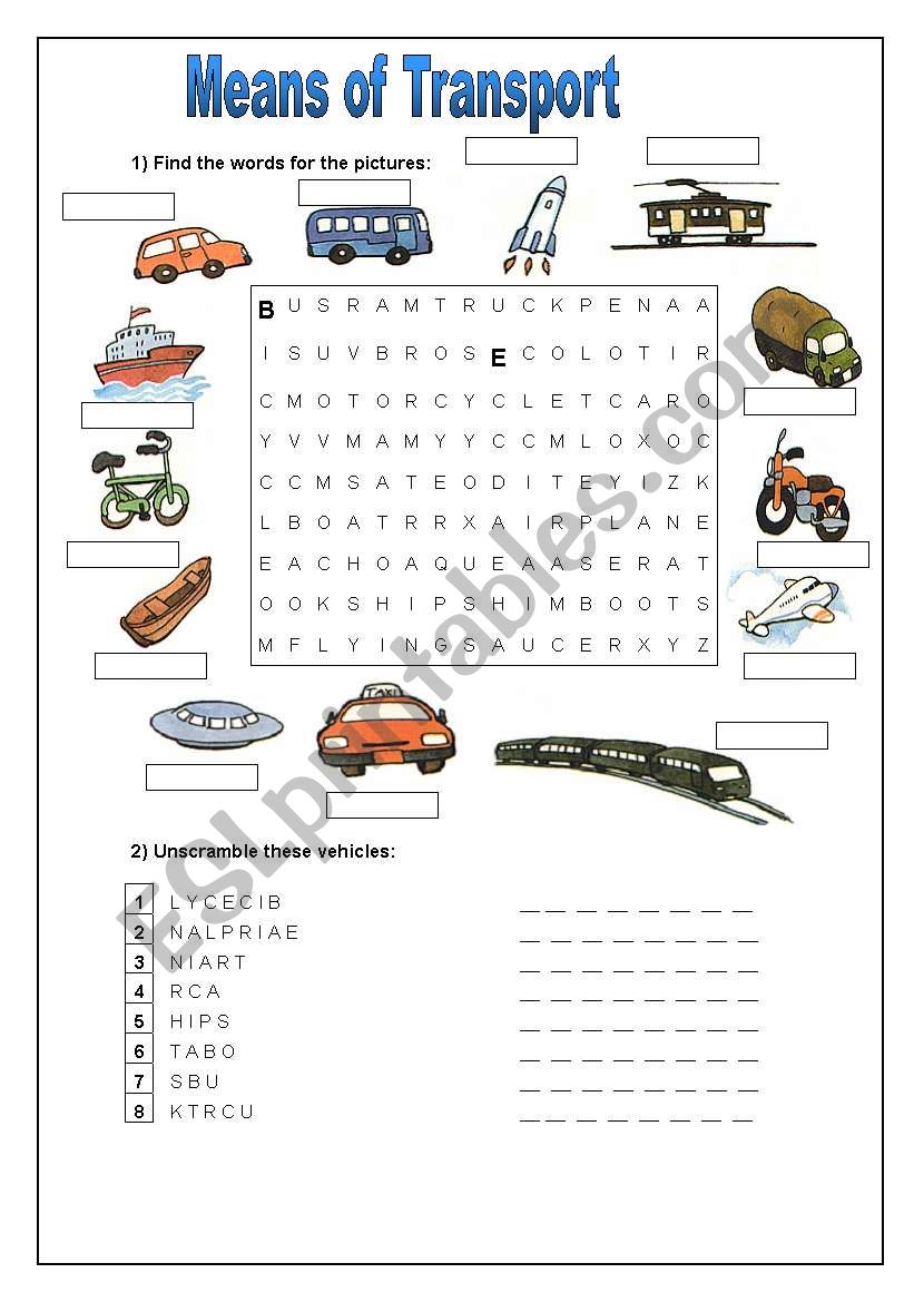 MEANS OF TRANSPORT - ESL worksheet by Aldjia