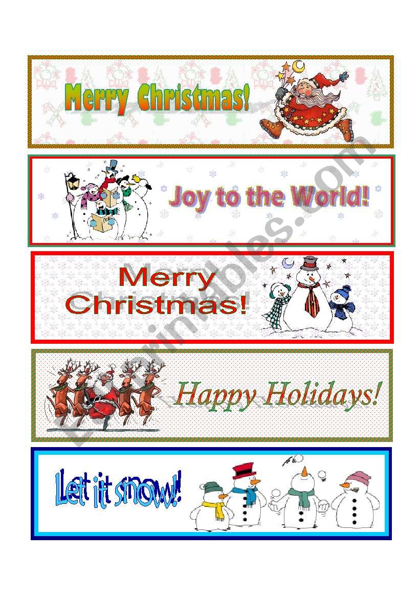 Christmas Bookmarks worksheet