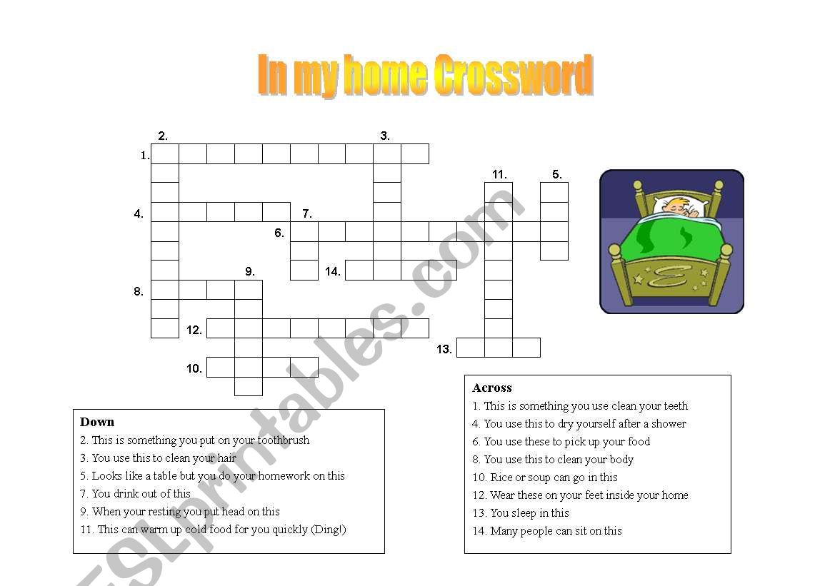 Crossword about things in the home