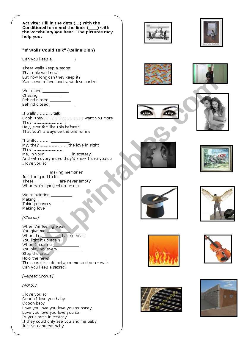 Conditionals with Celine Dion worksheet