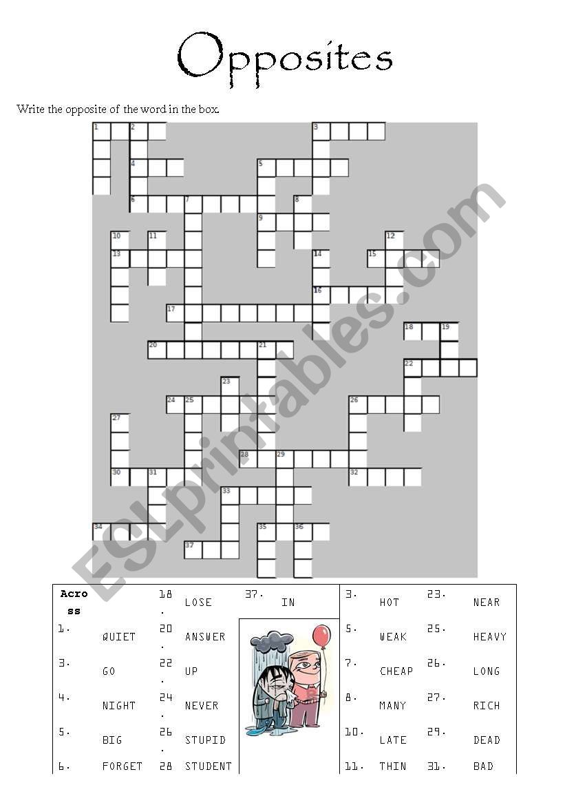 Crossword - Opposite worksheet