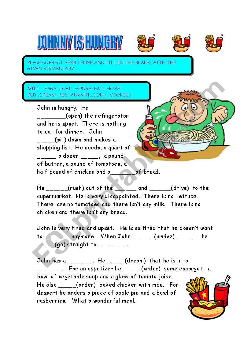 JOHNNY IS HUNGRY worksheet