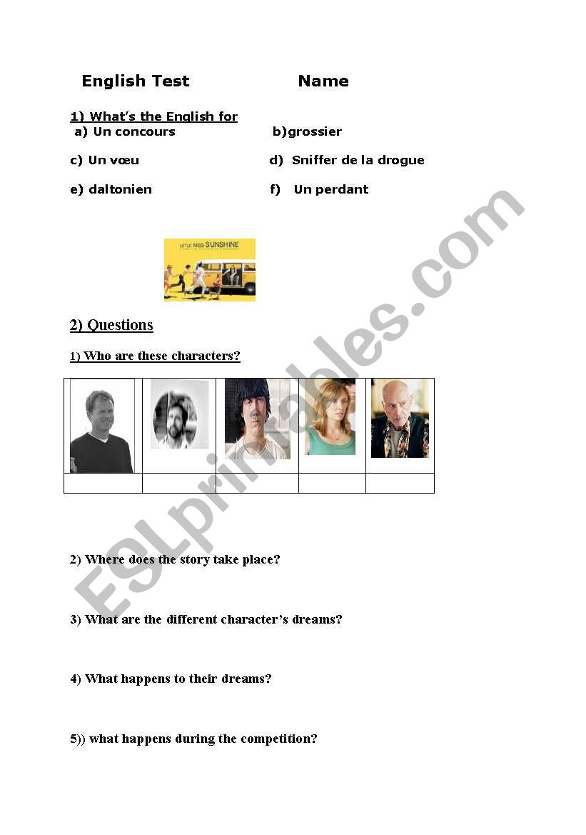 TEST  worksheet