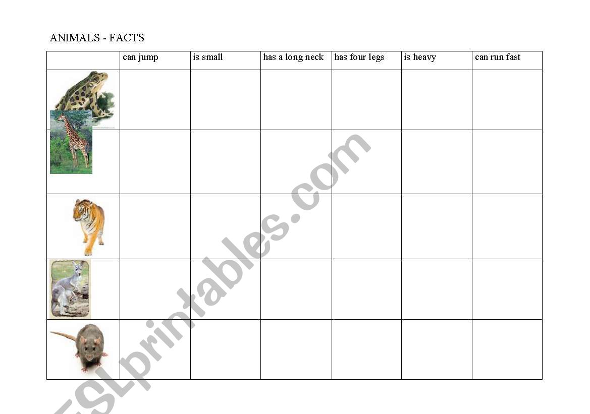 ANIMALS - FACTS (Part1) worksheet