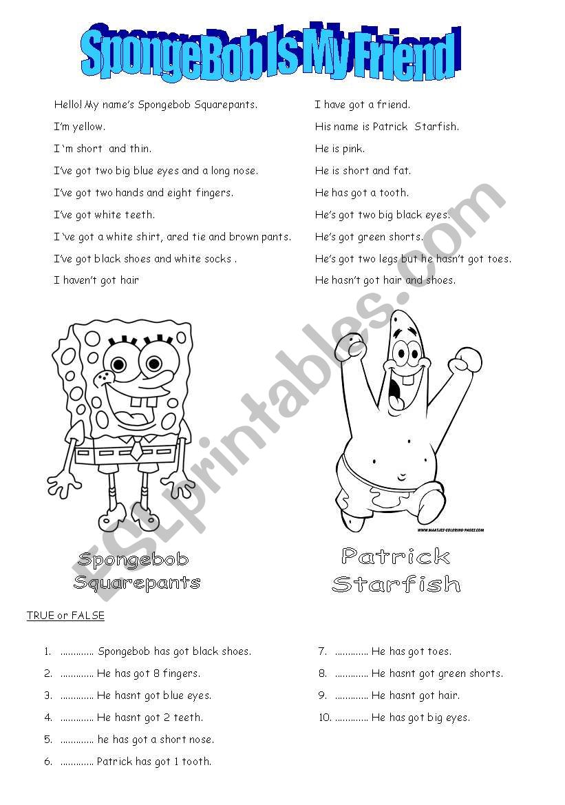 spongebob have got has got worksheet