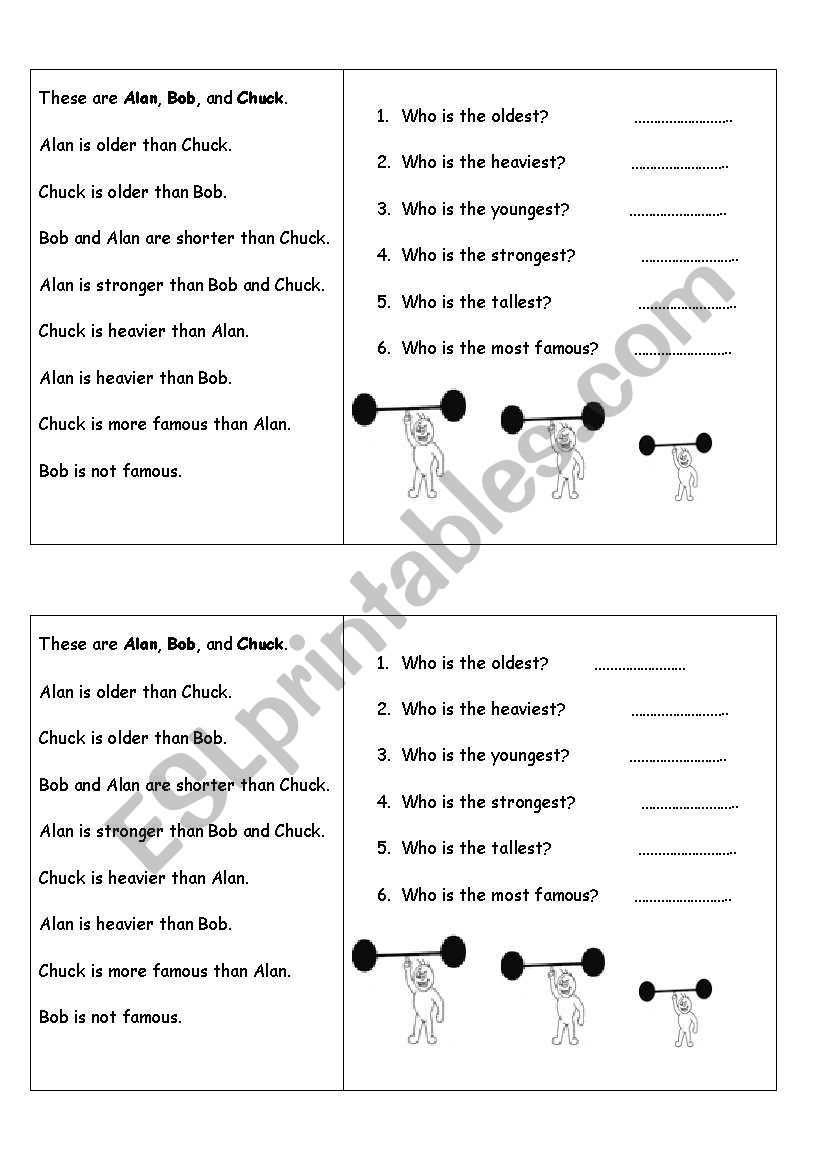 superlatives for two sts worksheet