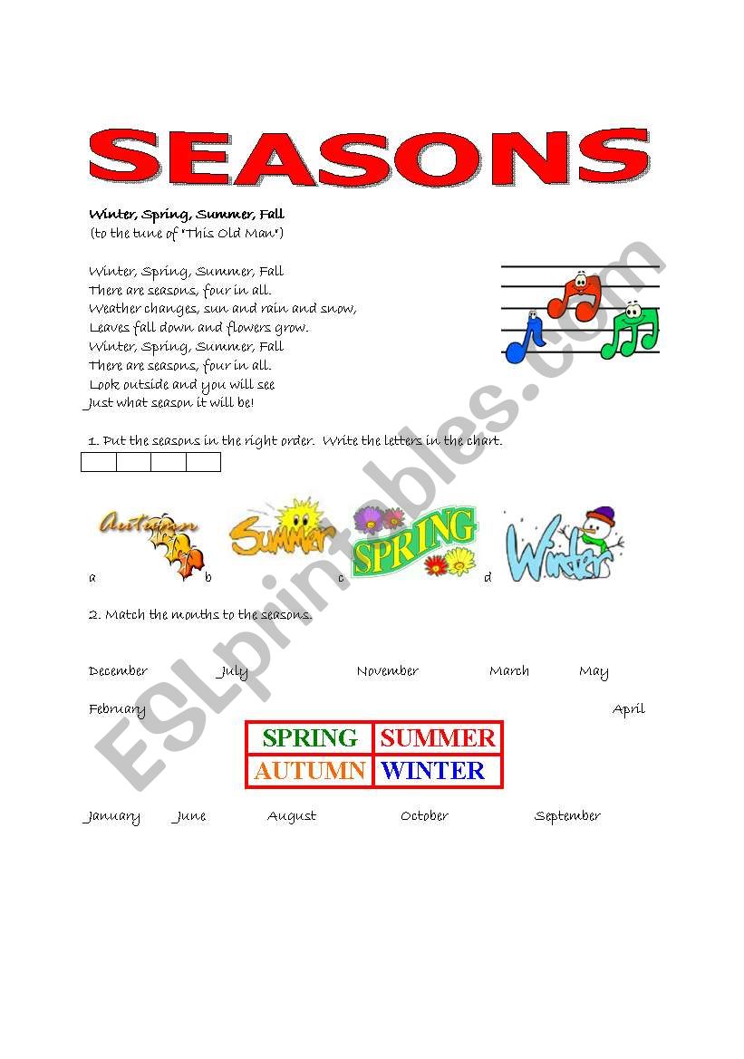 Seasons worksheet