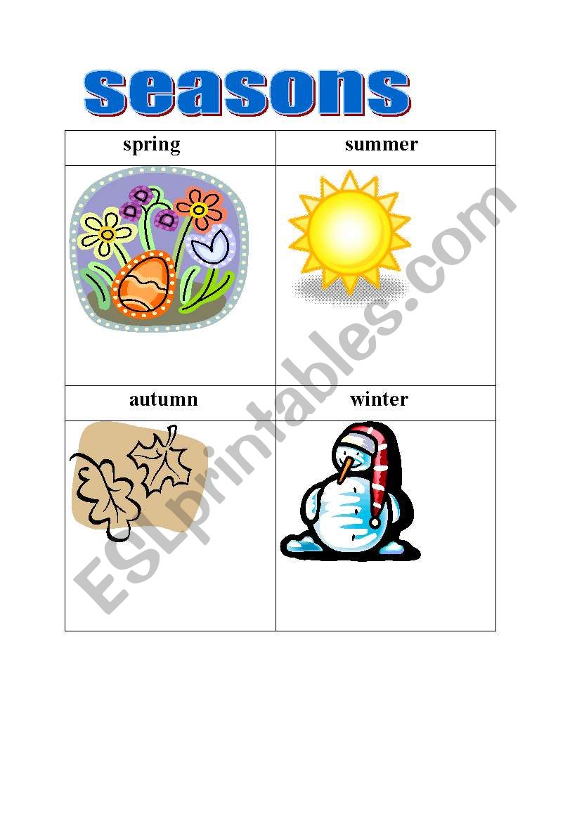 seasons worksheet