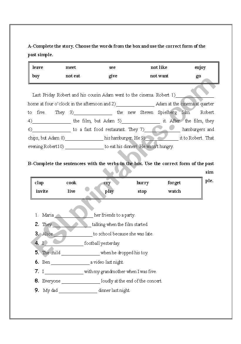 Past simple worksheet