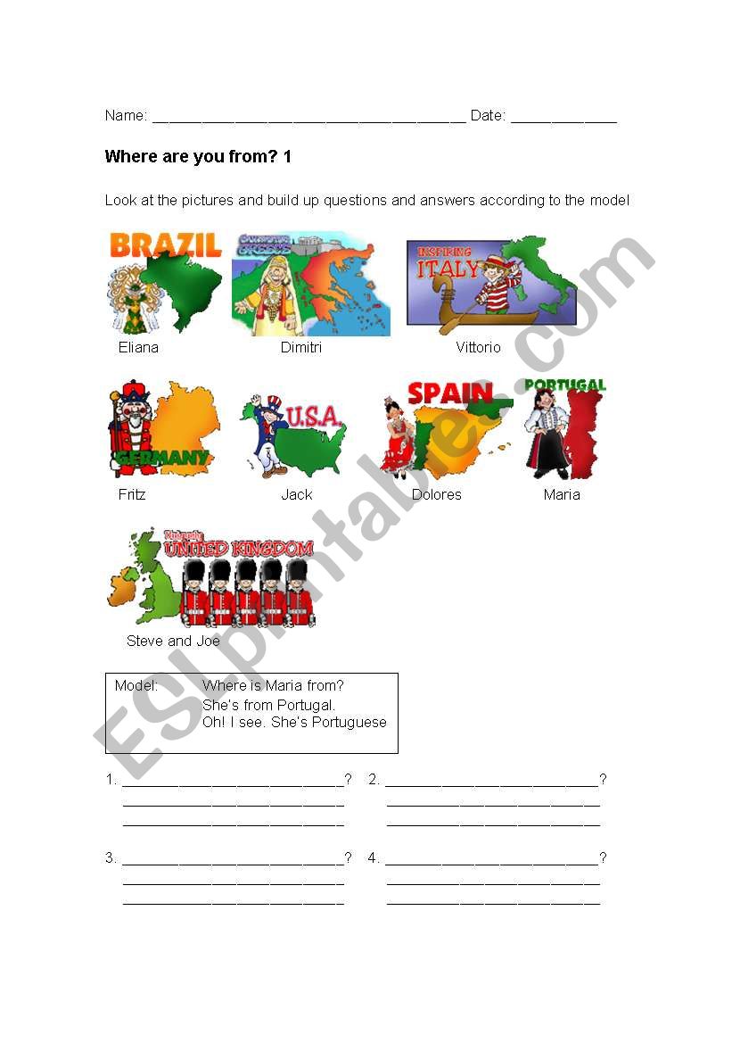 Where are you from? worksheet