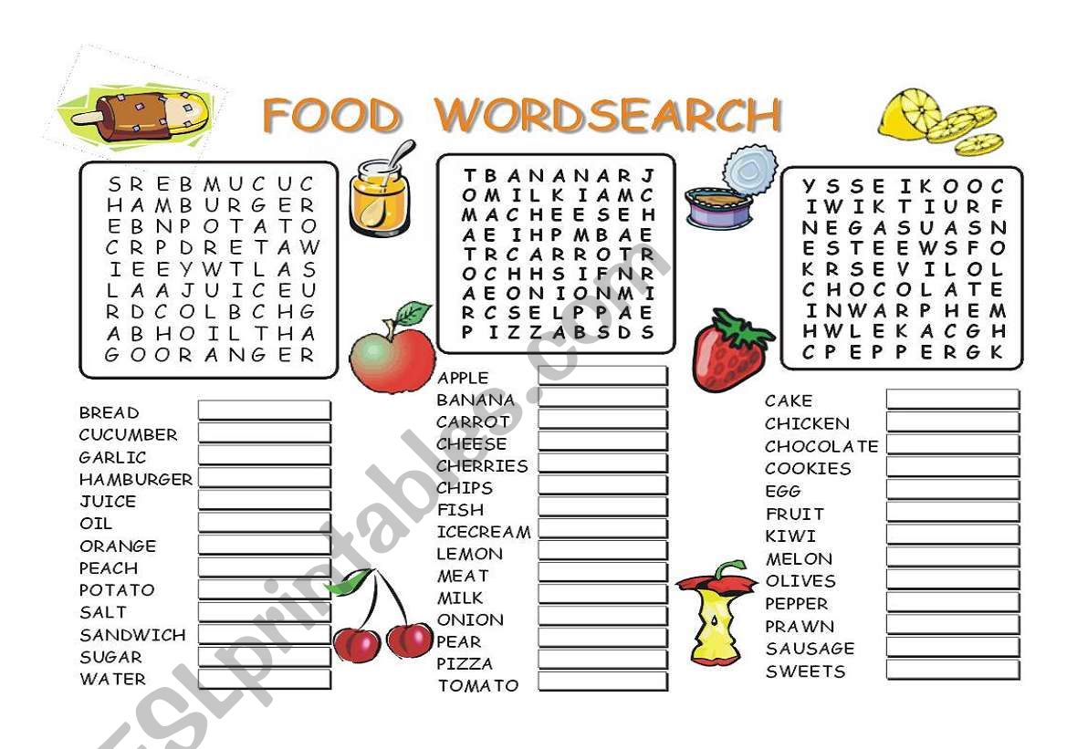 FOOD WORDSEARCH worksheet