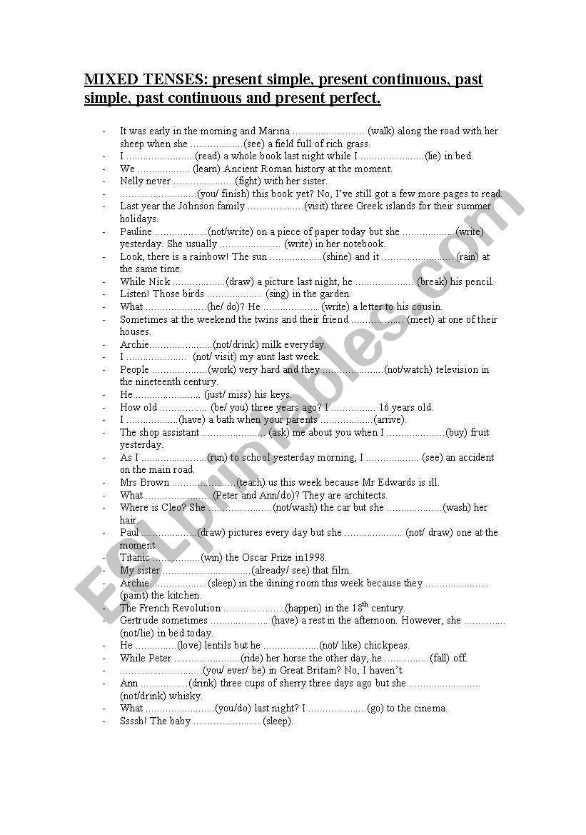 MIxed tenses: present and past tenses