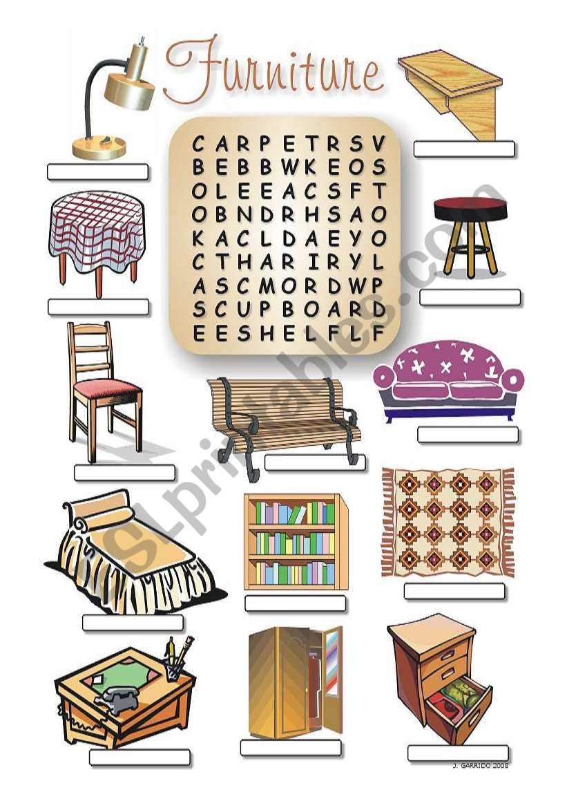 FURNITURE WORDSEARCH worksheet