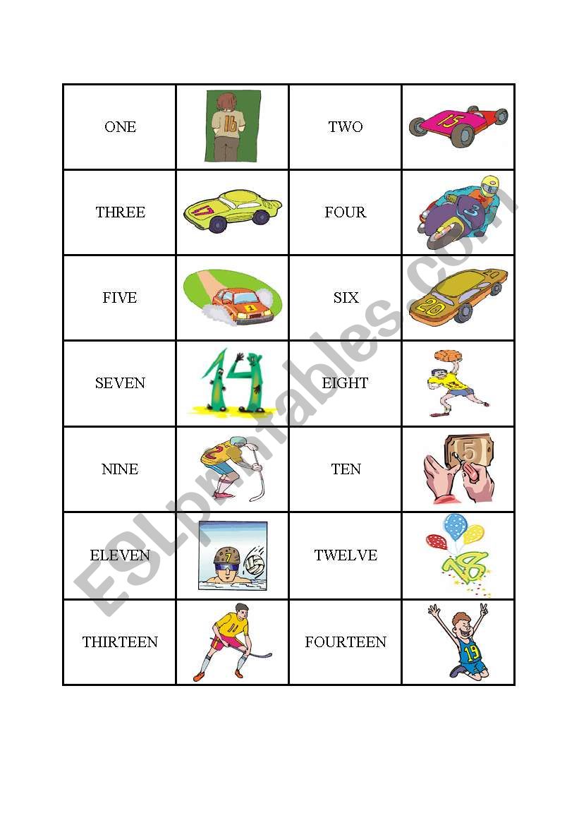 Number domino worksheet