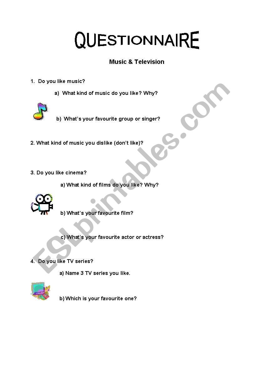 questionnaire about music and tv