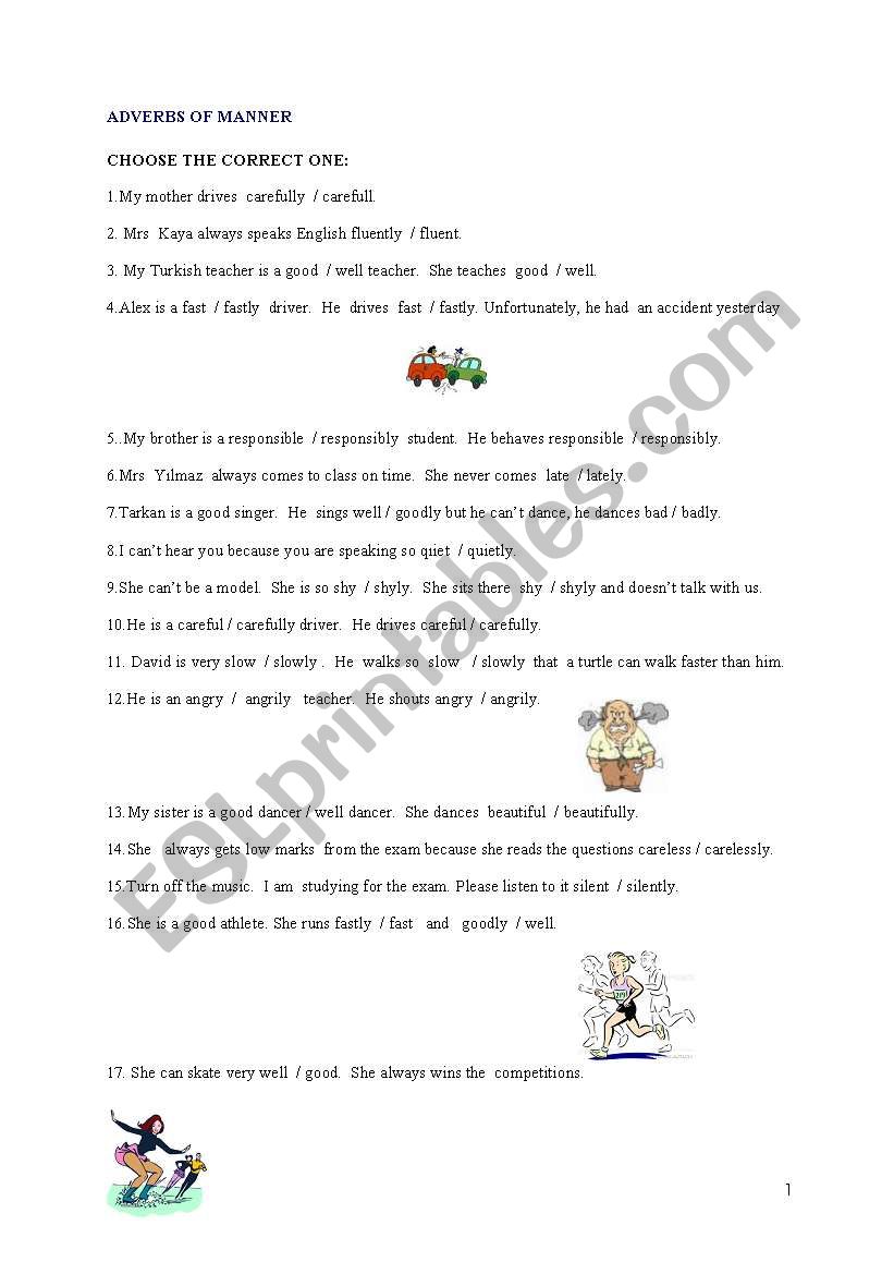 adverbs of manner worksheet