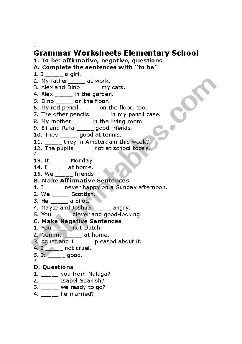 Grammar Worksheet worksheet