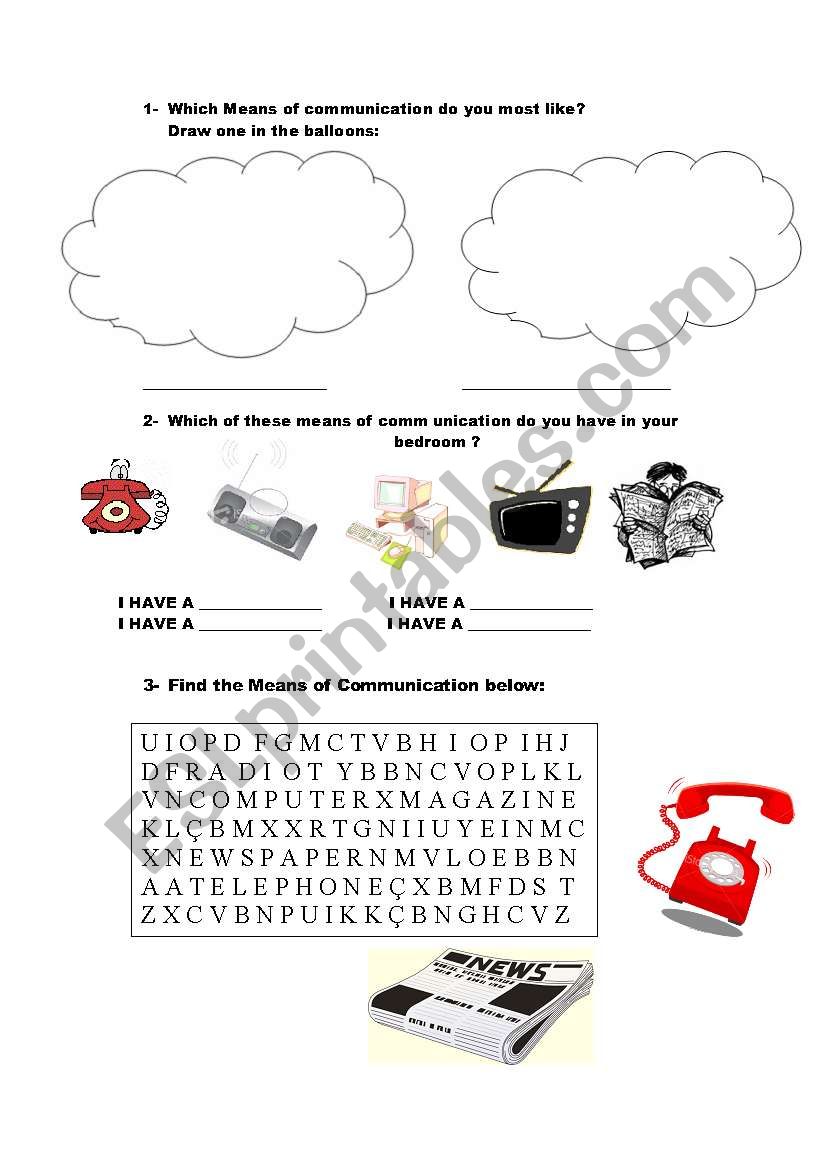 Means of Communication worksheet