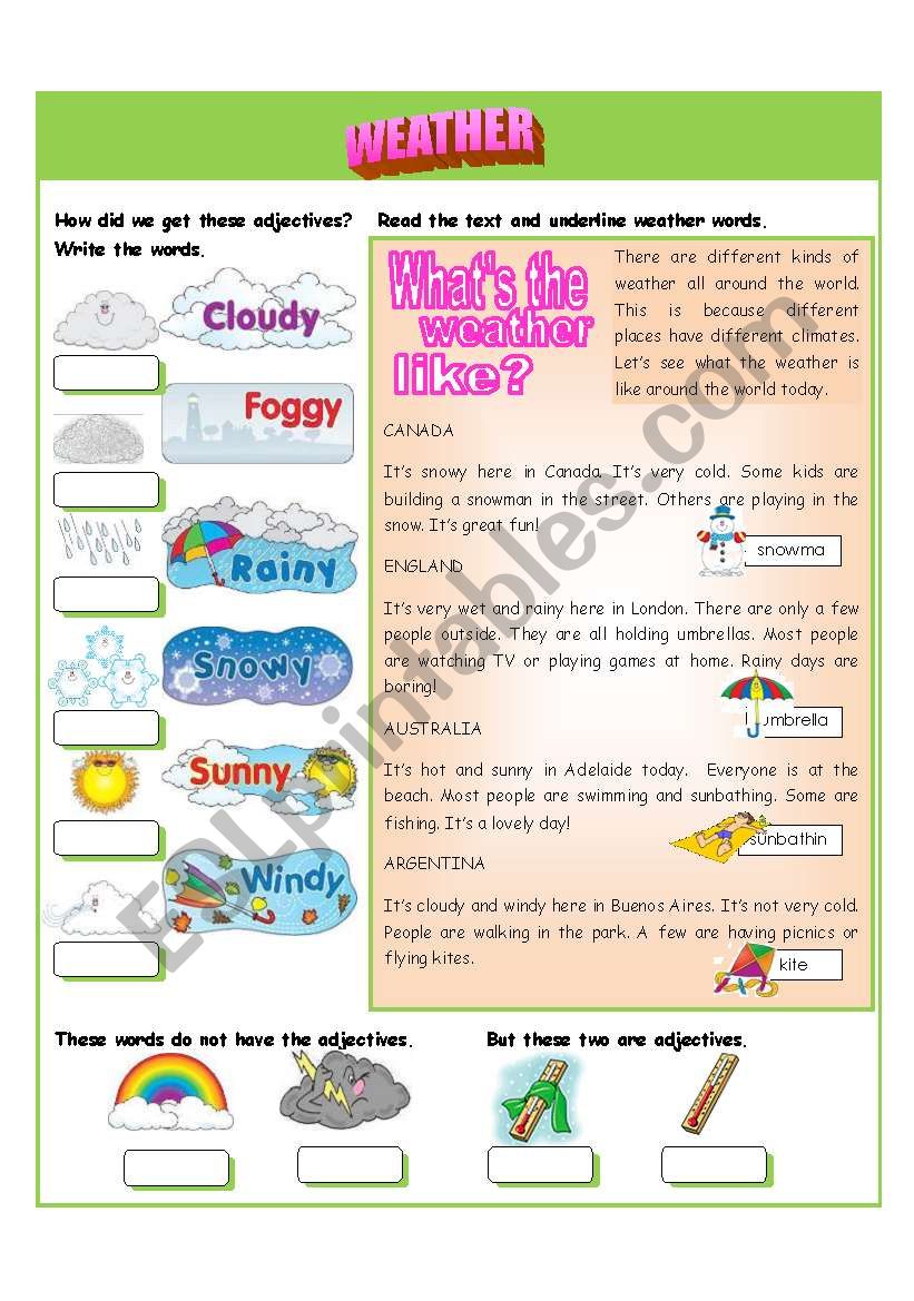 Weather worksheet