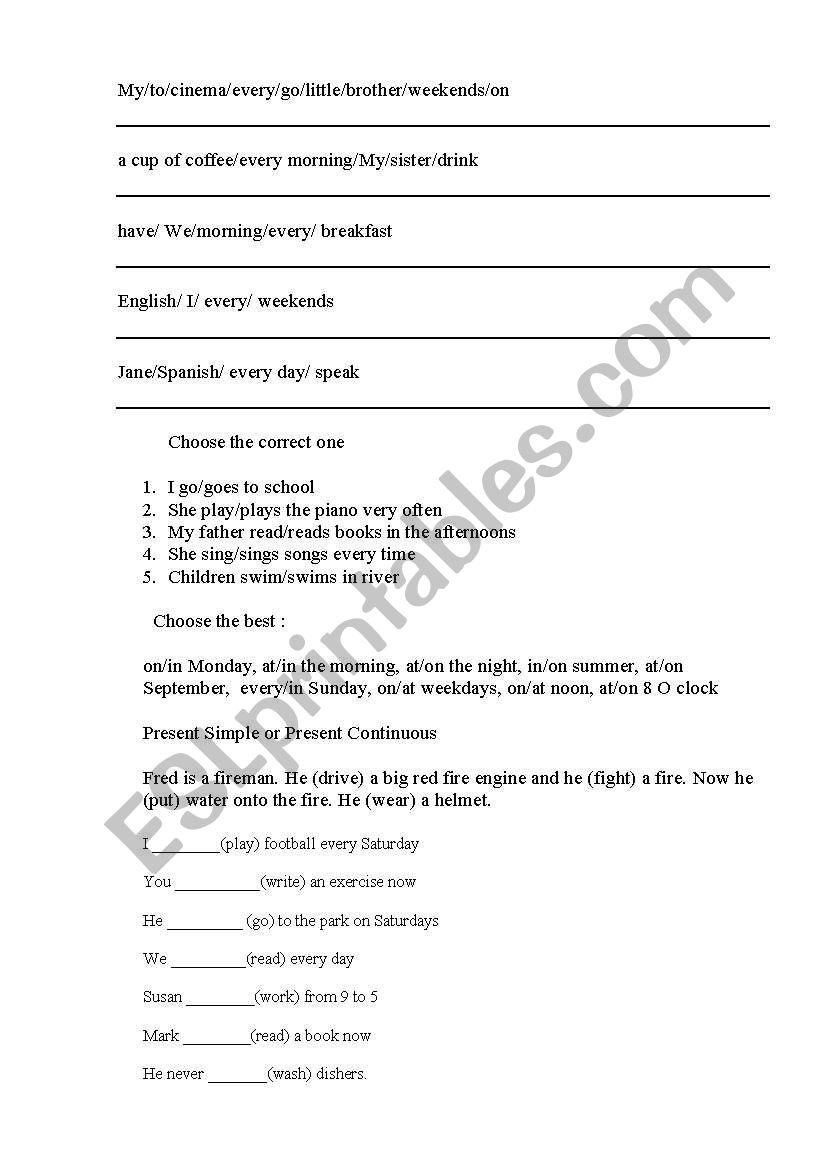 Prsent Simple worksheet