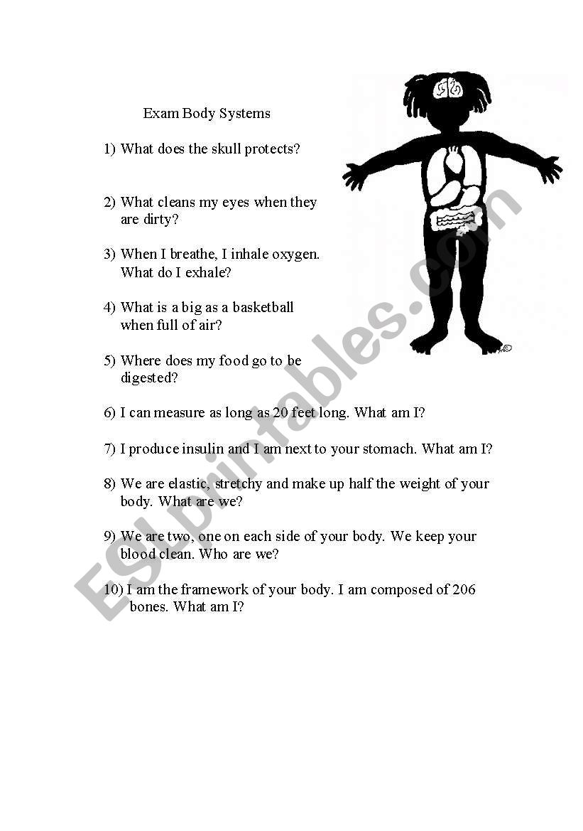 Exam Body Systems worksheet