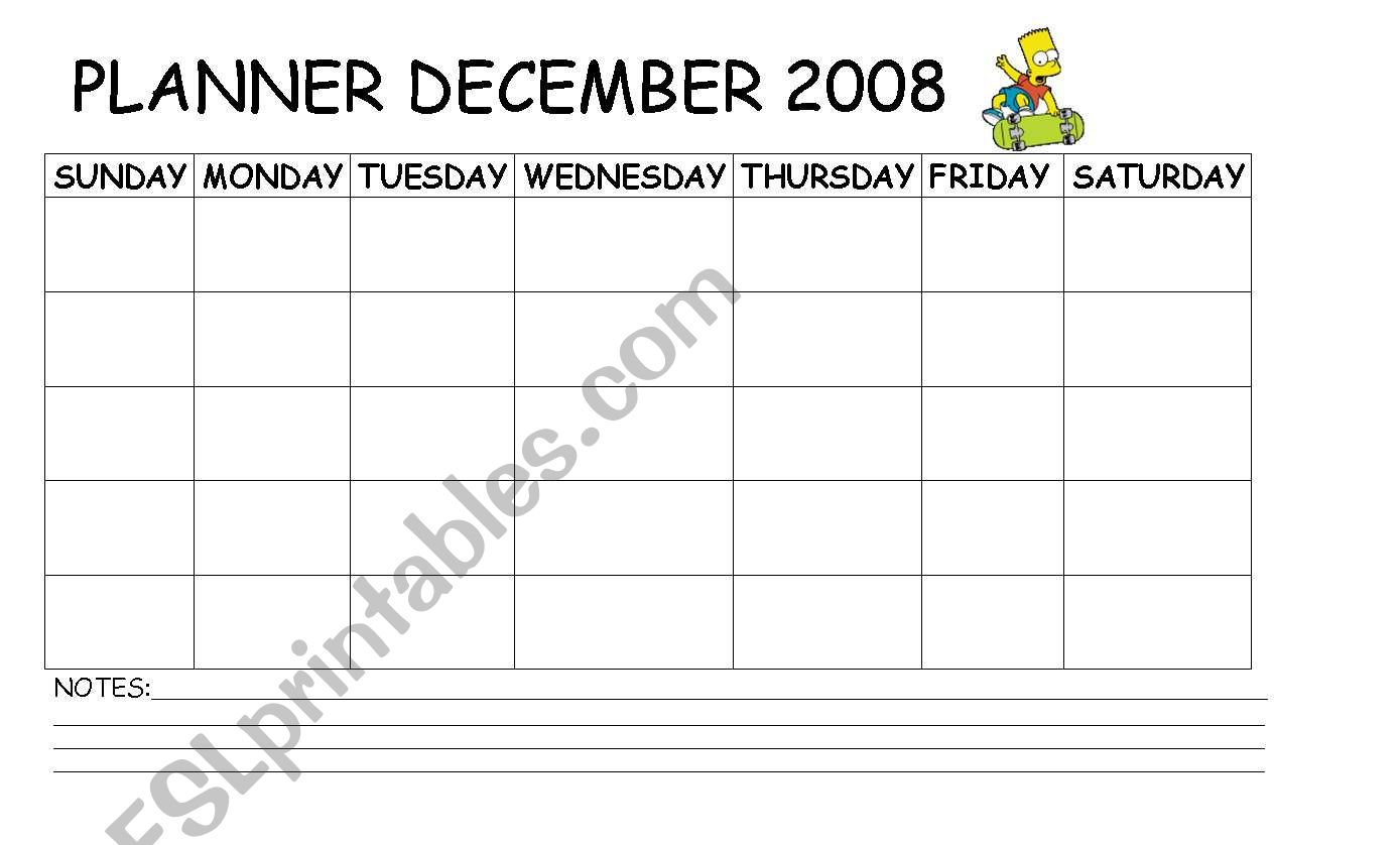 MONTH PLANNER worksheet