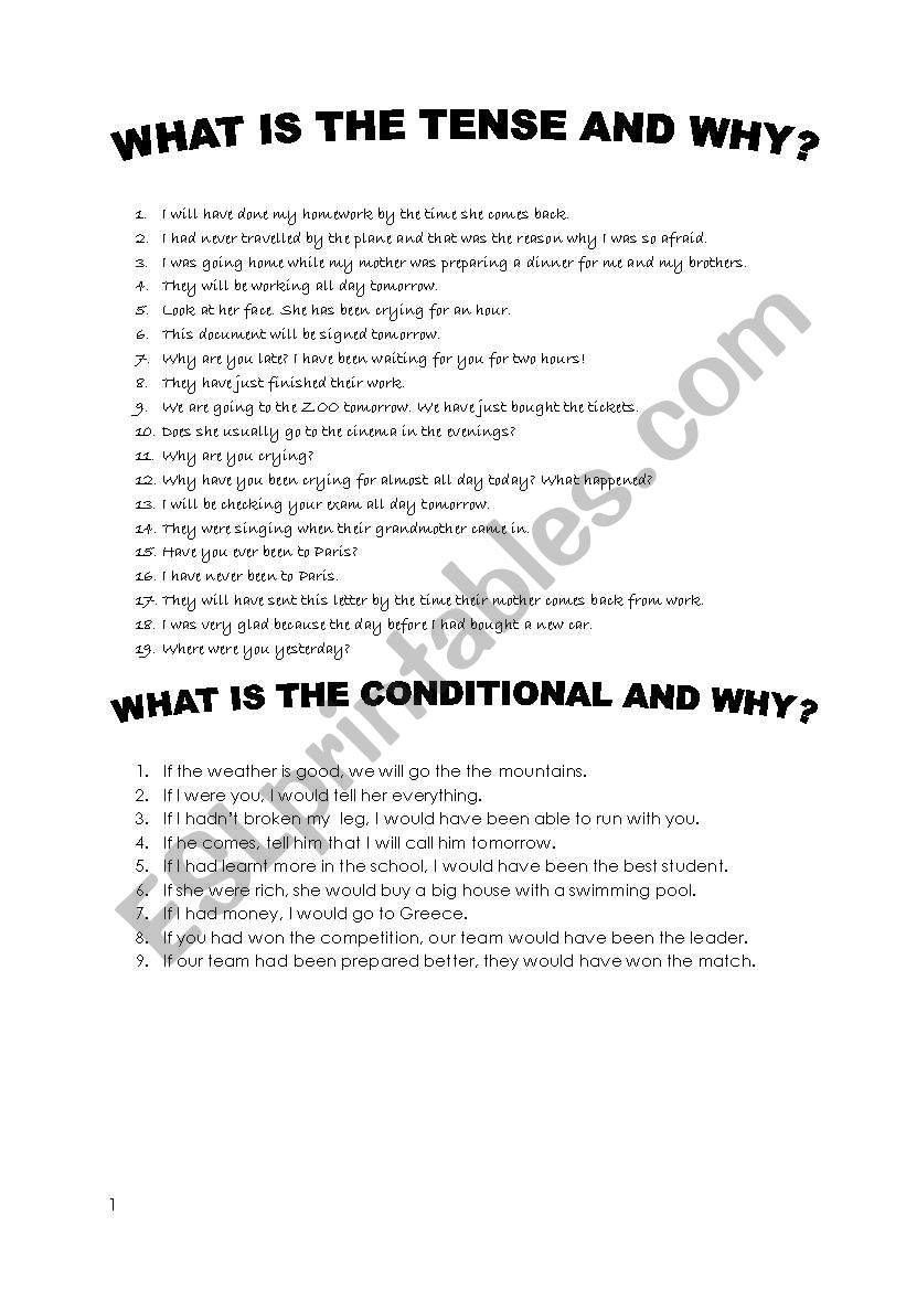 What is the tense and why? worksheet