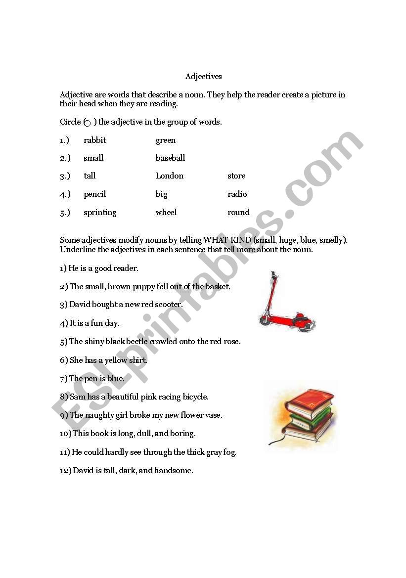 Adjectives Worksheet worksheet