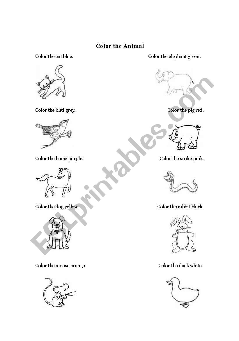 Color the Animal worksheet