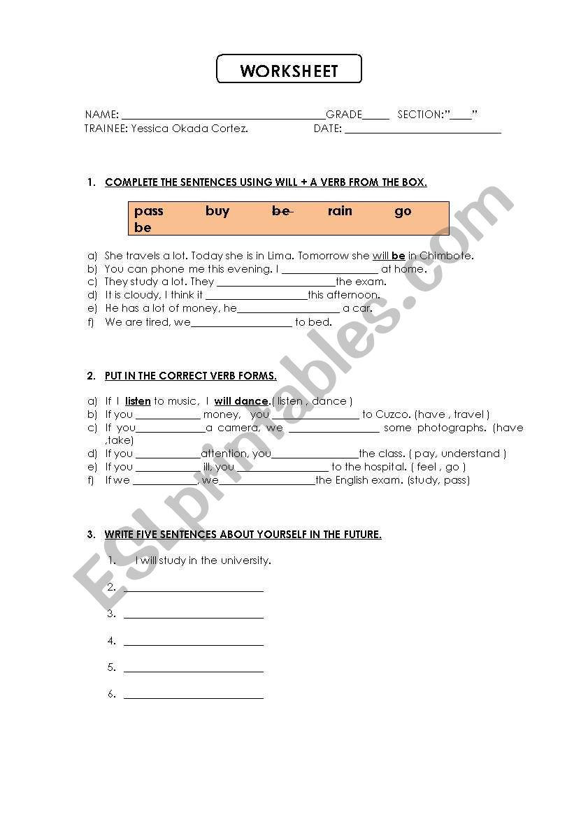 will worksheet