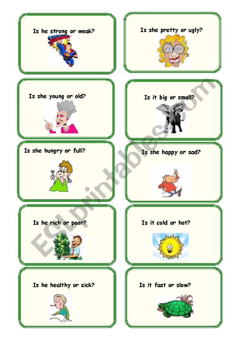 Adjectives- Conversation cards