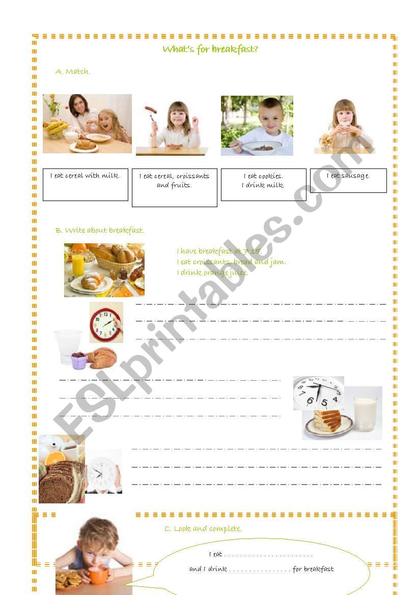 Whats for breakfast? worksheet