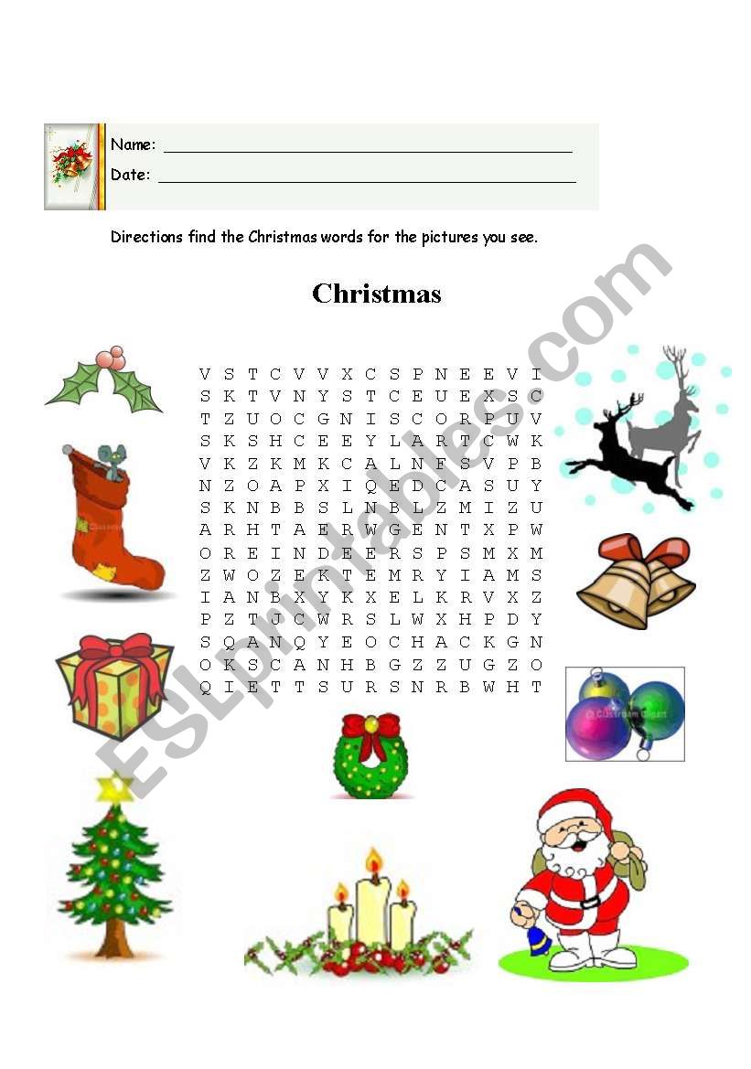 Christmas Word Search worksheet