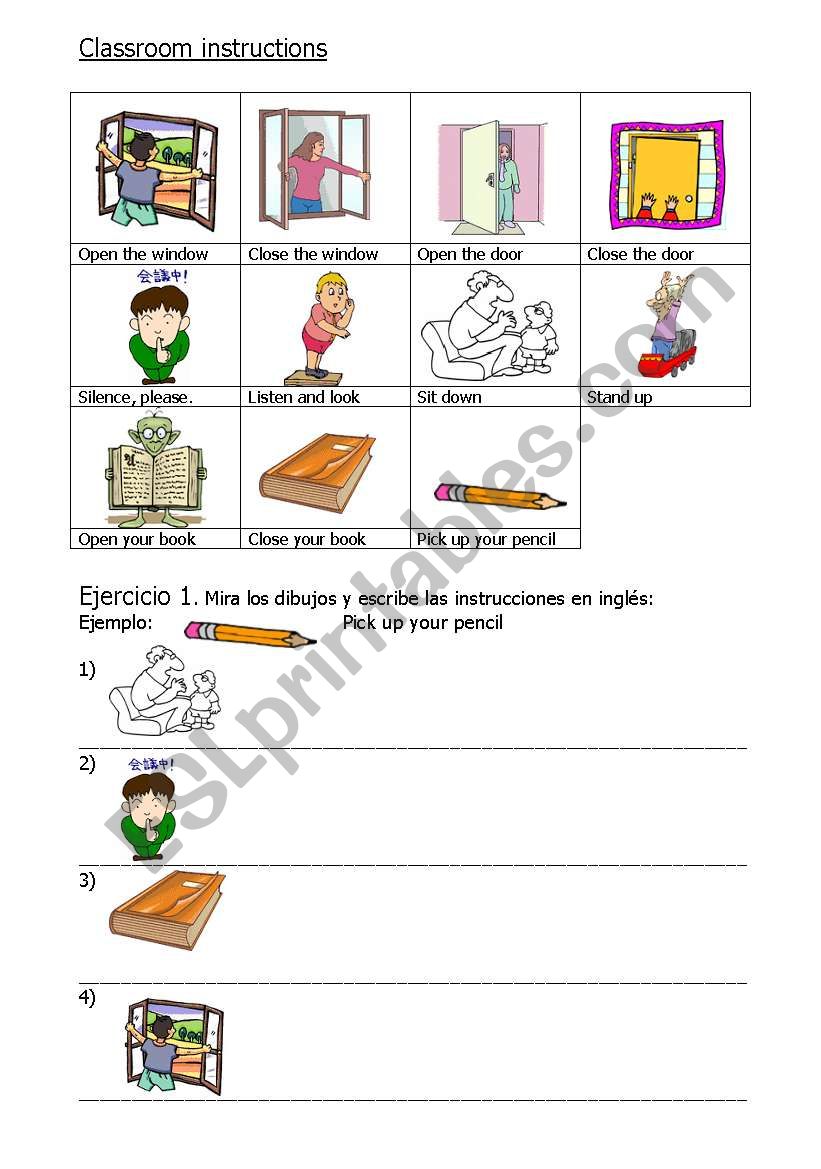 classroom instructions worksheet