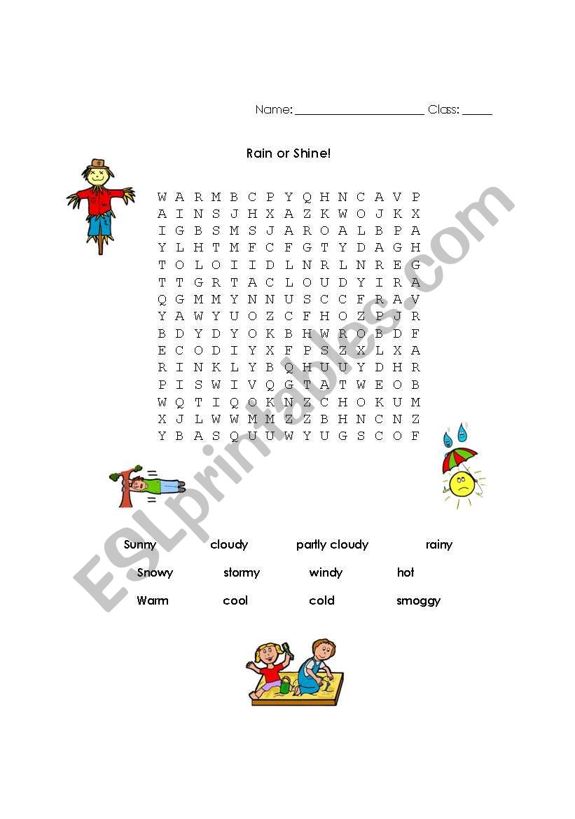 Weather word search worksheet