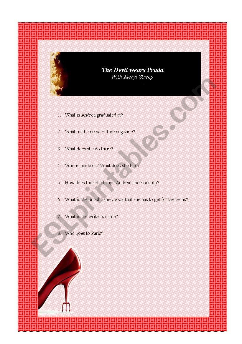 The Devil wears Prada worksheet