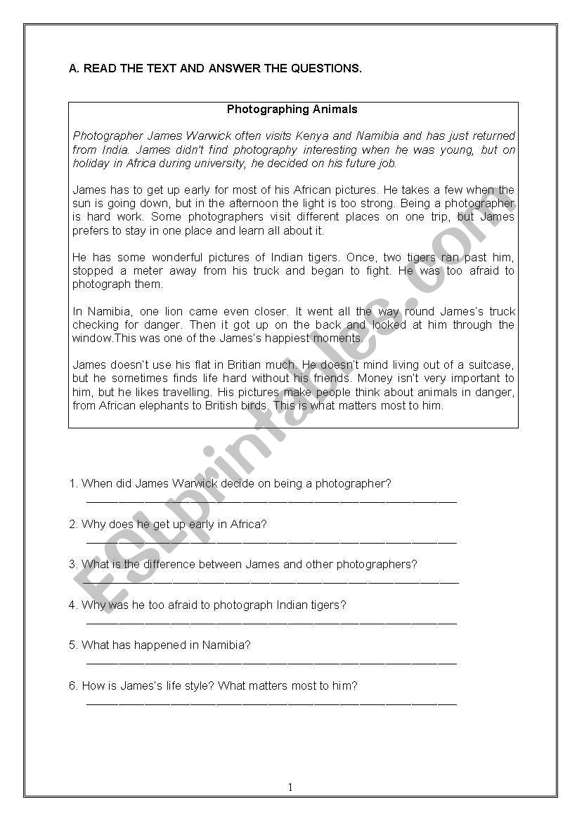 Reading Comprehension Check worksheet