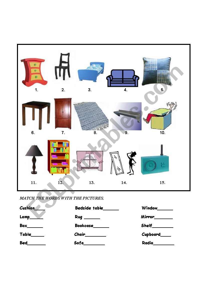 furniture worksheet