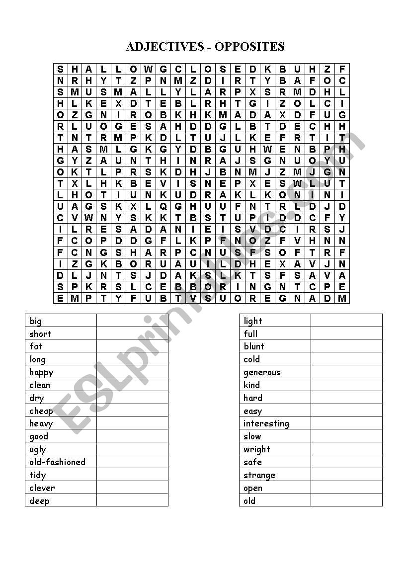 Adjectives-Opposites worksheet