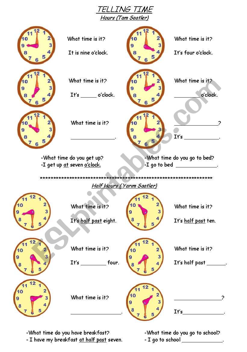 Telling Time worksheet