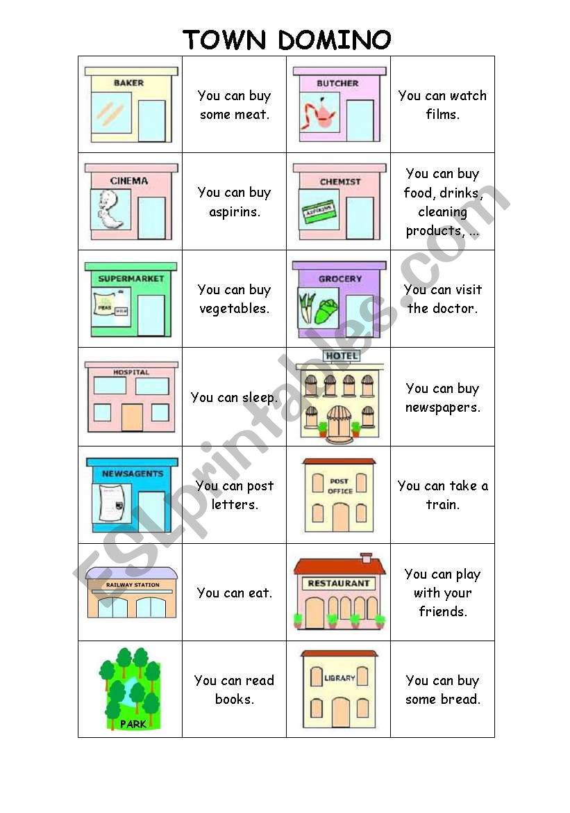 Town domino worksheet