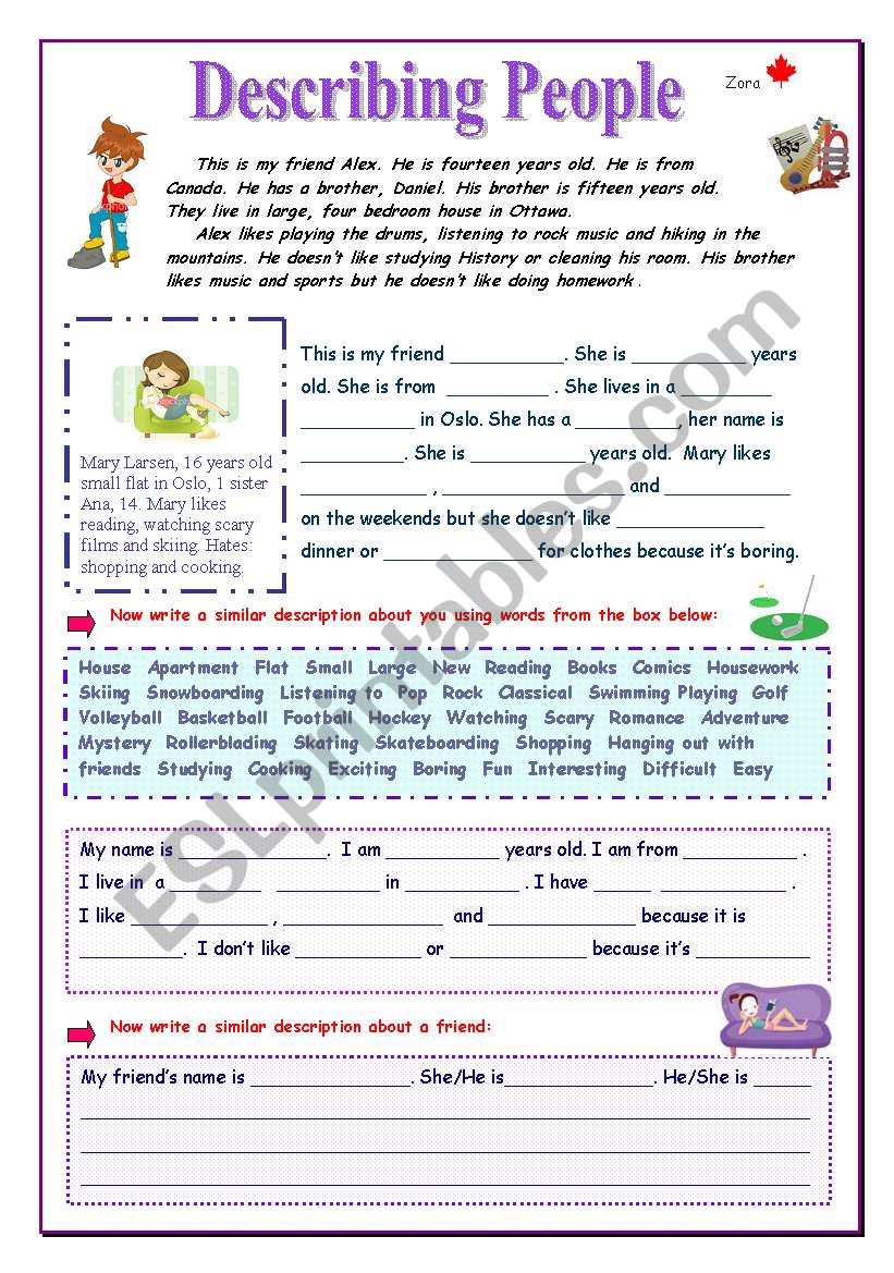 Describing People worksheet