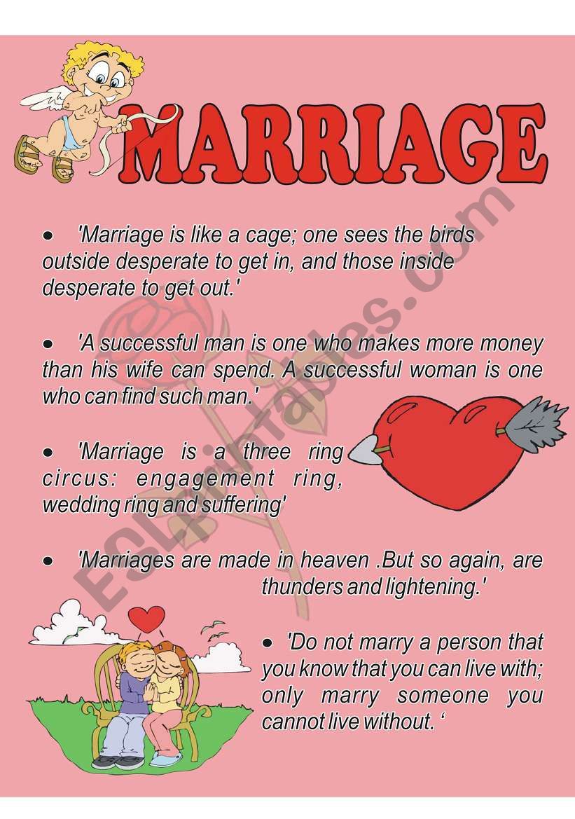 Marriage quotations worksheet