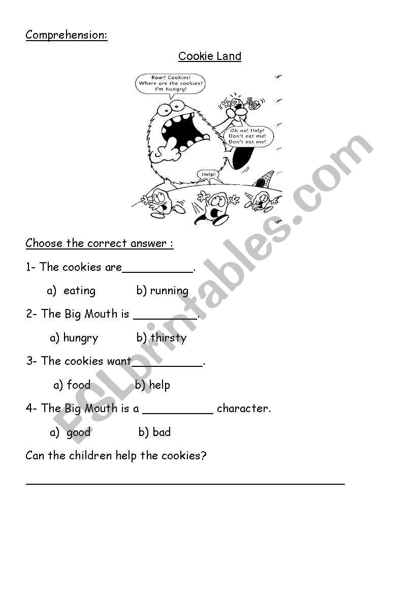 cookie land worksheet