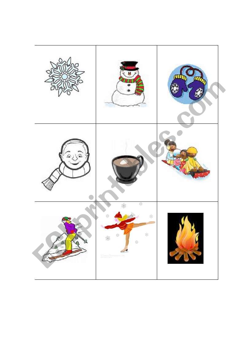 Winter Flash Cards worksheet