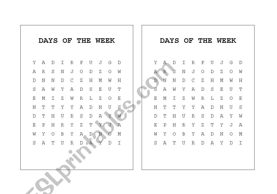 DAYS OF THE WEEK worksheet