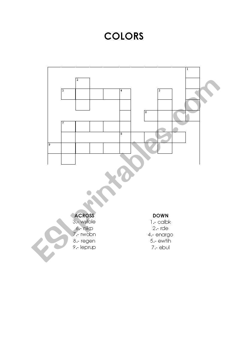 COLORS worksheet